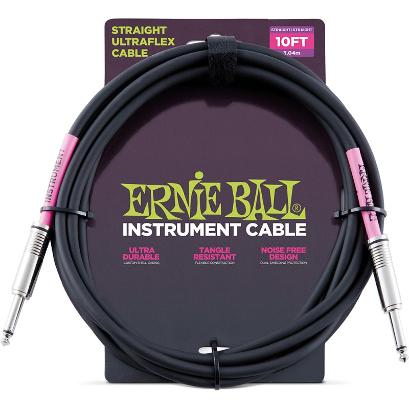 Ernie Ball Black Guitar Cable 10ft Long - P06048