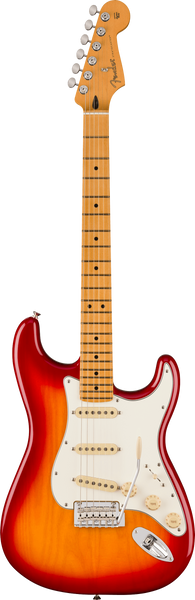 Electric guitar with a sunburst finish with a Maple Neck and Single Coil Pickups