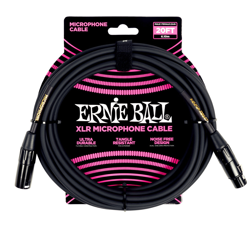Ernie Ball XLR microphone cable packaging on a white background