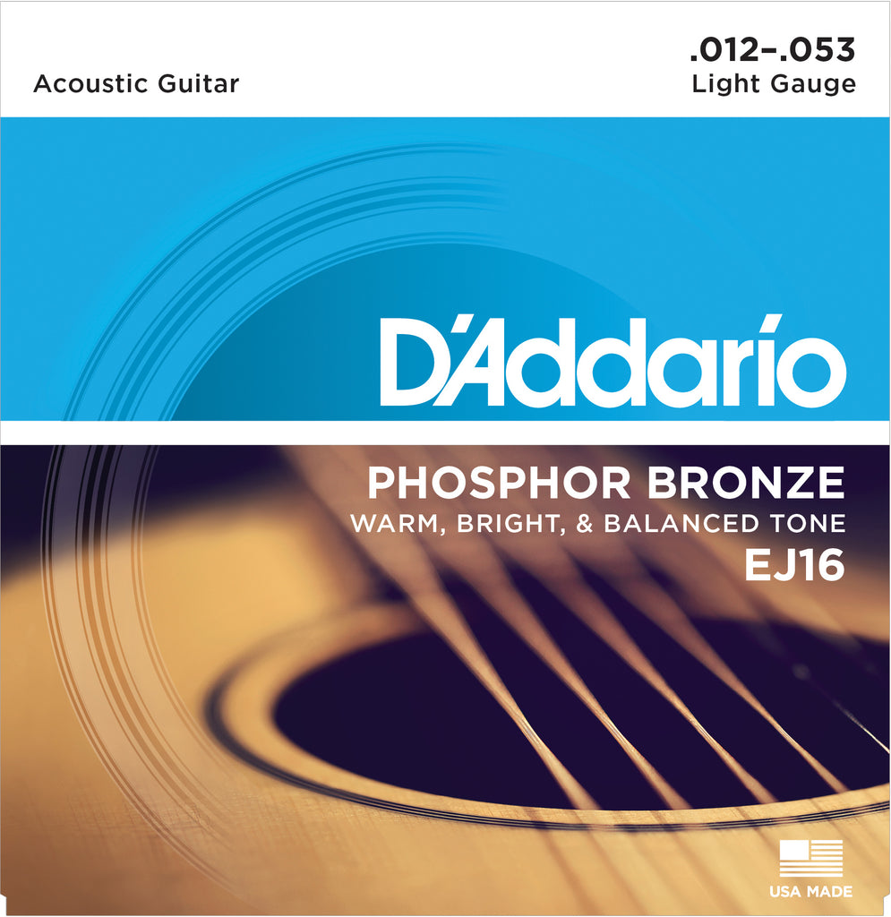 D'addario EJ16 Phosphor Bronze Acoustic Guitar Strings 12-53